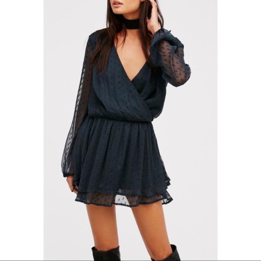 Free People swiss dot long sleeve dress